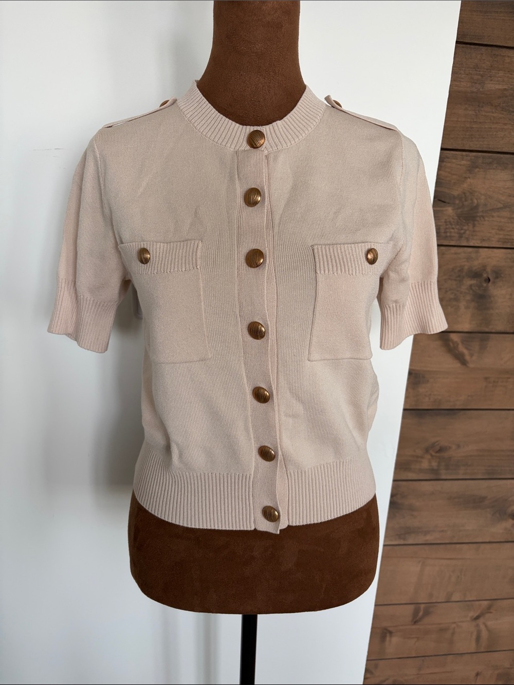 Women's Short-Sleeve Knit Cardigan - Cream